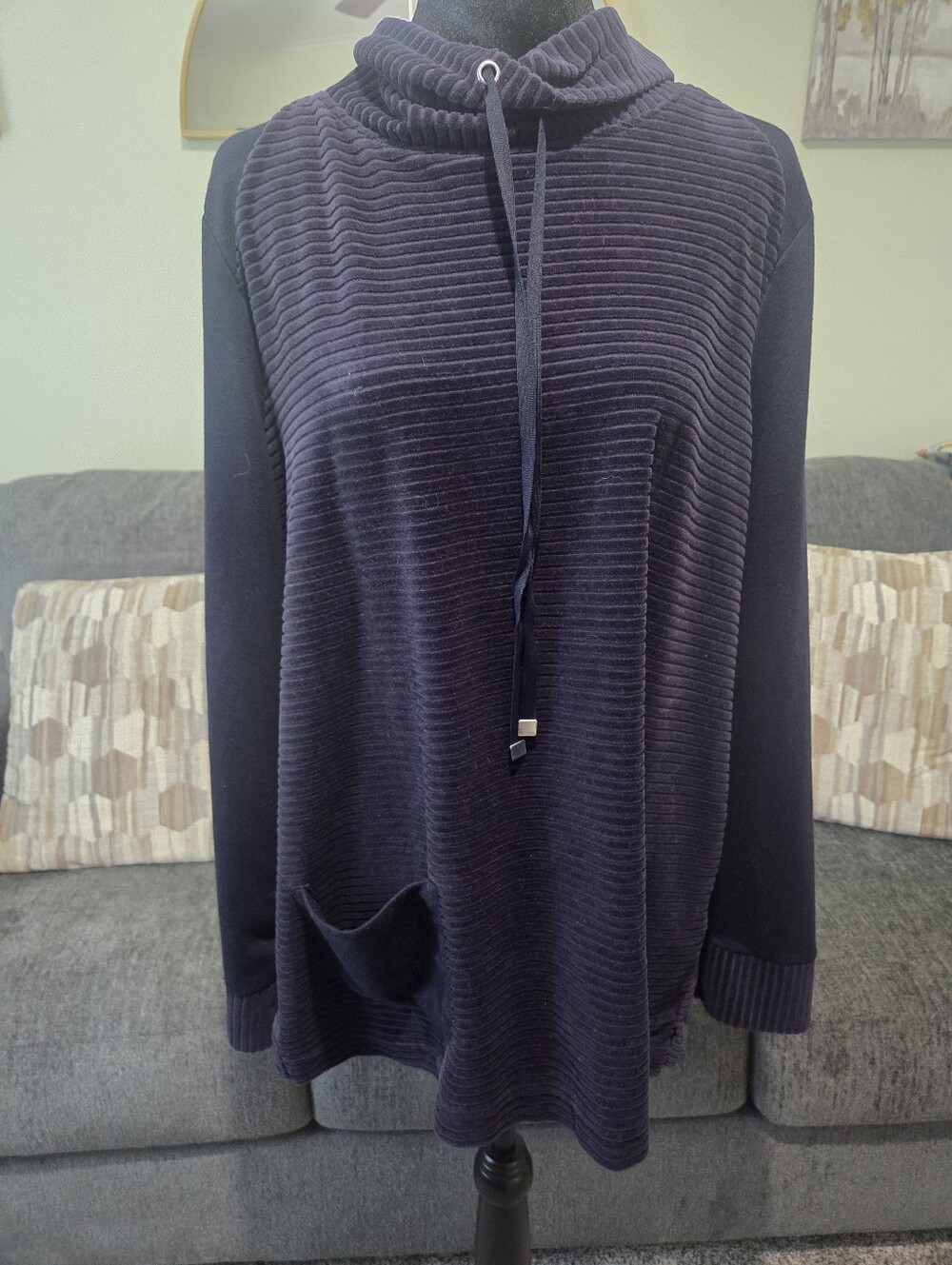 croft & barrow Navy Funnel Neck Pullover XXL